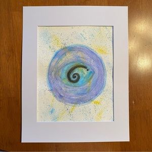 Semicolon Evil Eye hand painted watercolor art with a 14x17 mat ready to frame